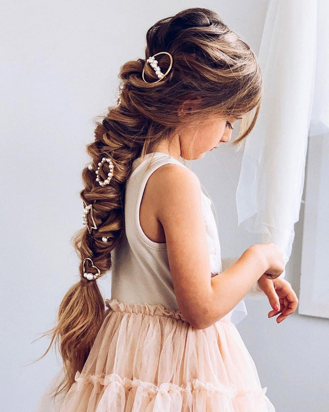 Long Hair Flower Girl Hairstyles Mermaid Braids