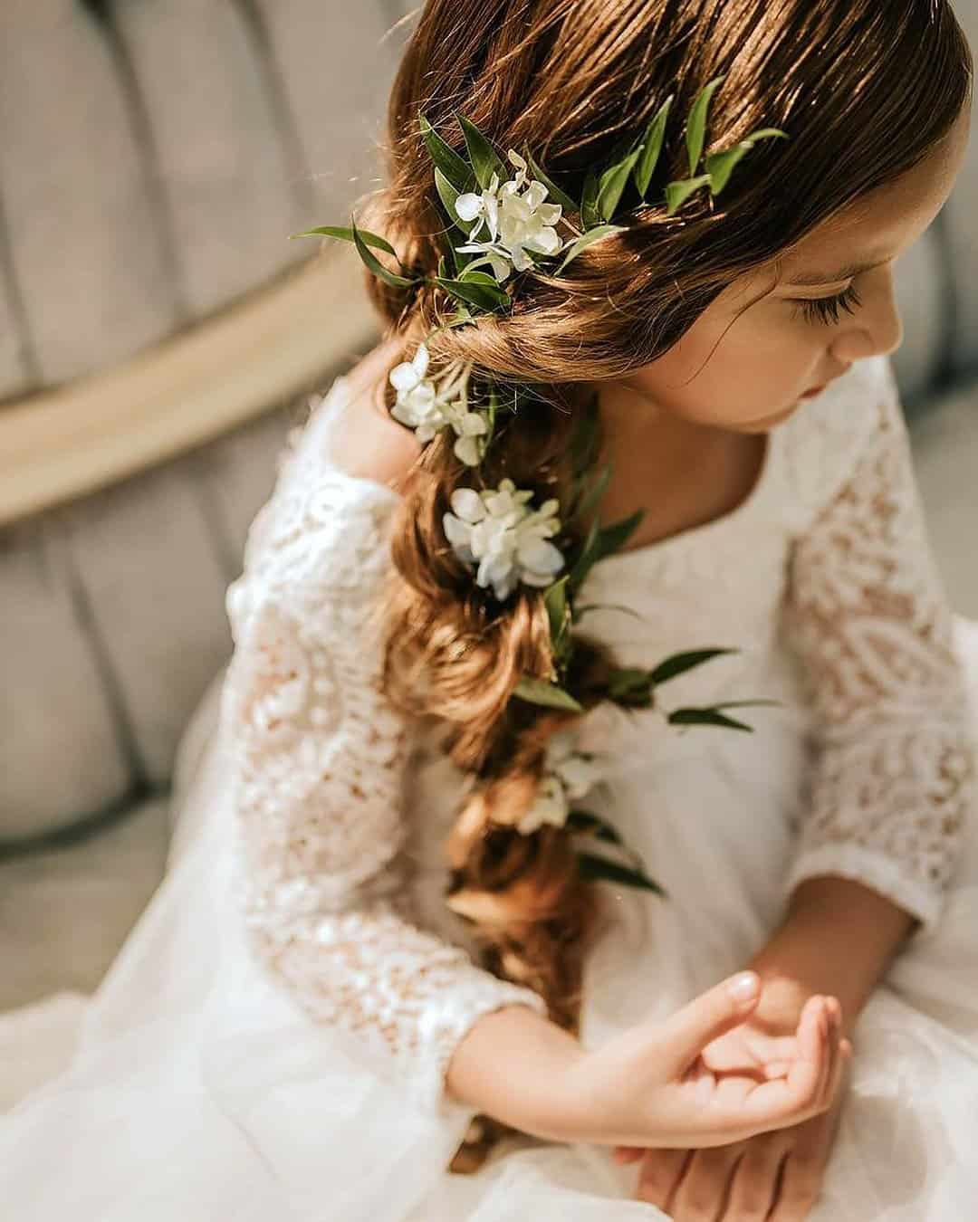 Long Hair Flower Girl Hairstyles Mermaid Braids