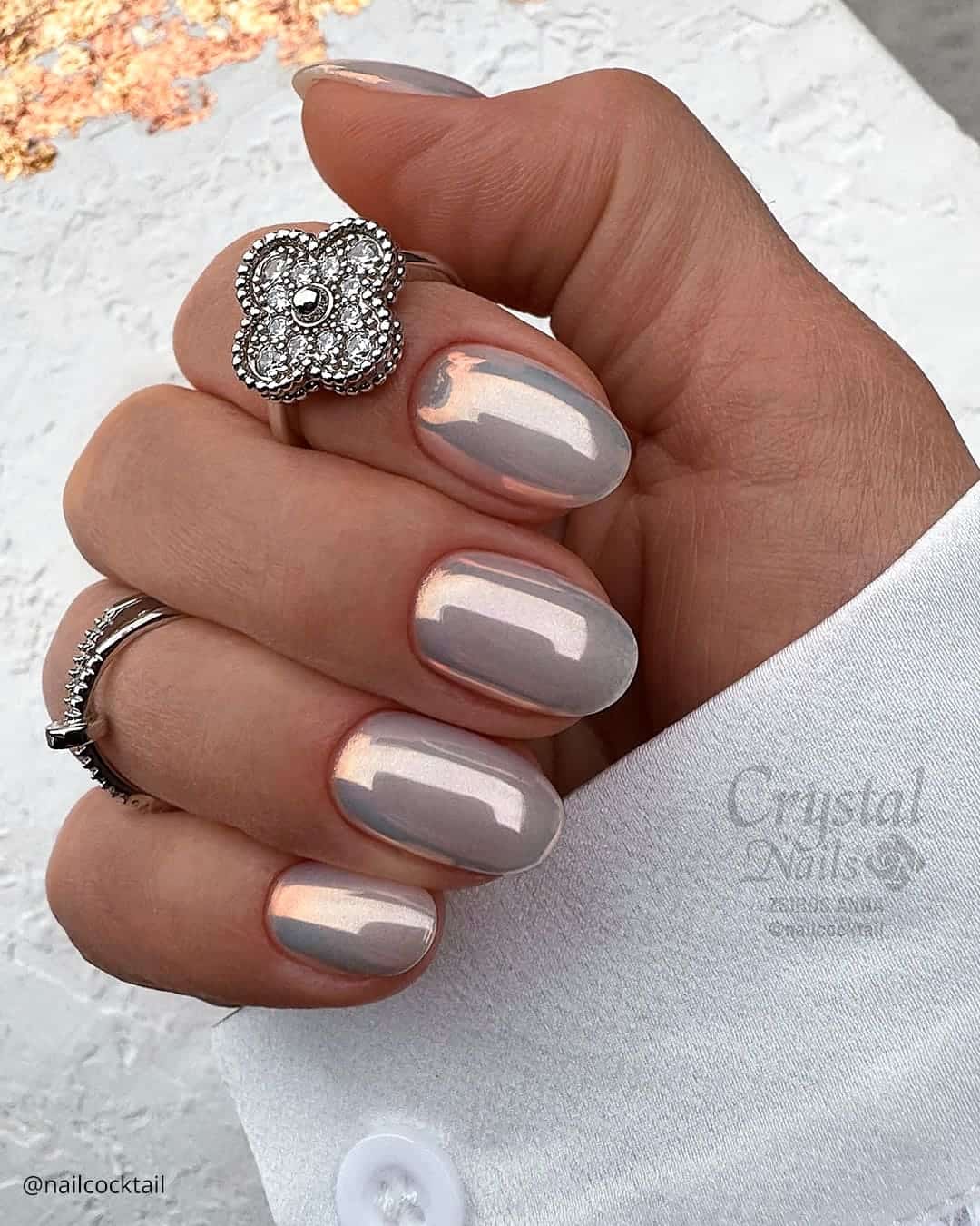 Nude Chrome Nails