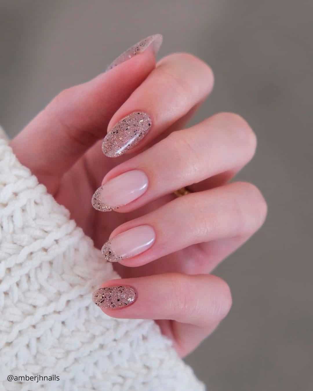 Nude Nails With Glitter