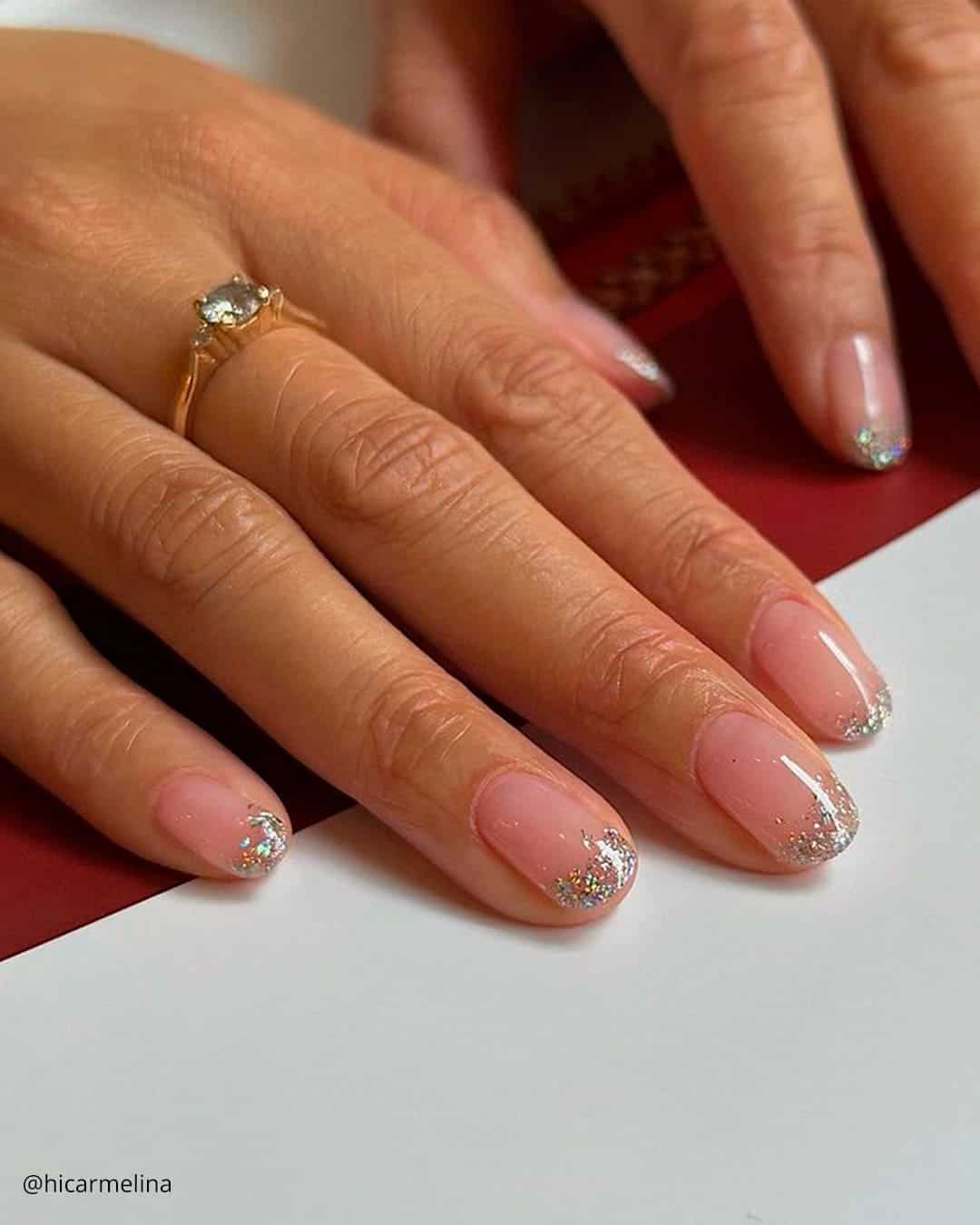 Nude Nails With Glitter