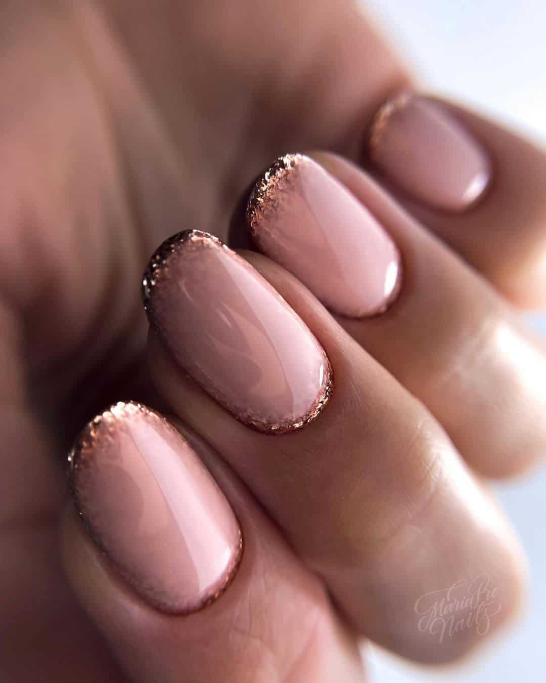 Nude Nails With Glitter
