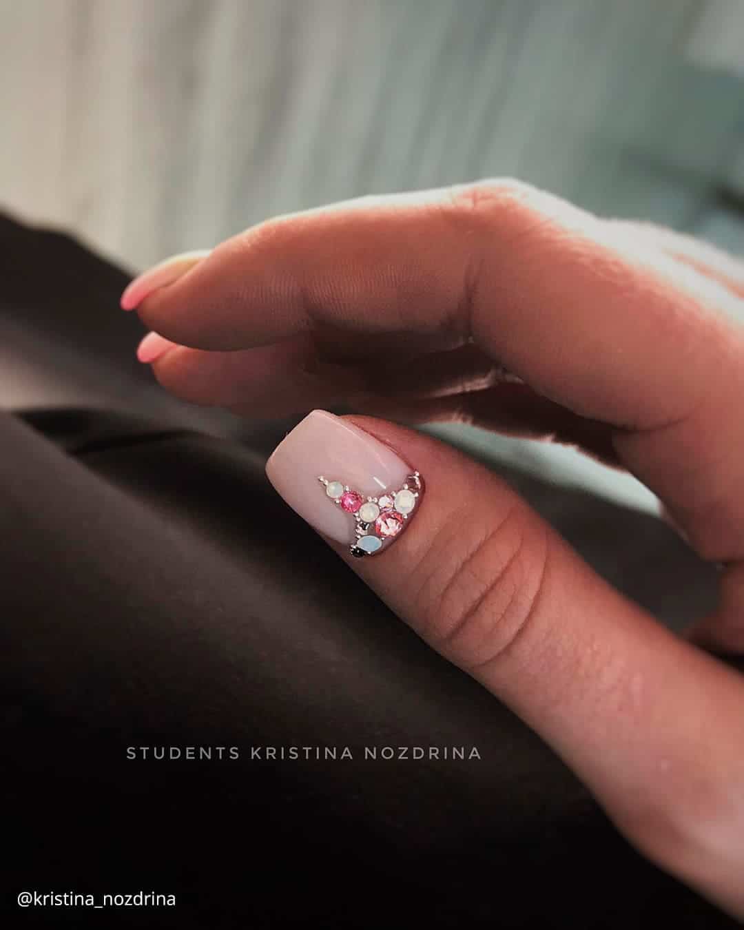 Nude Nails With Gems