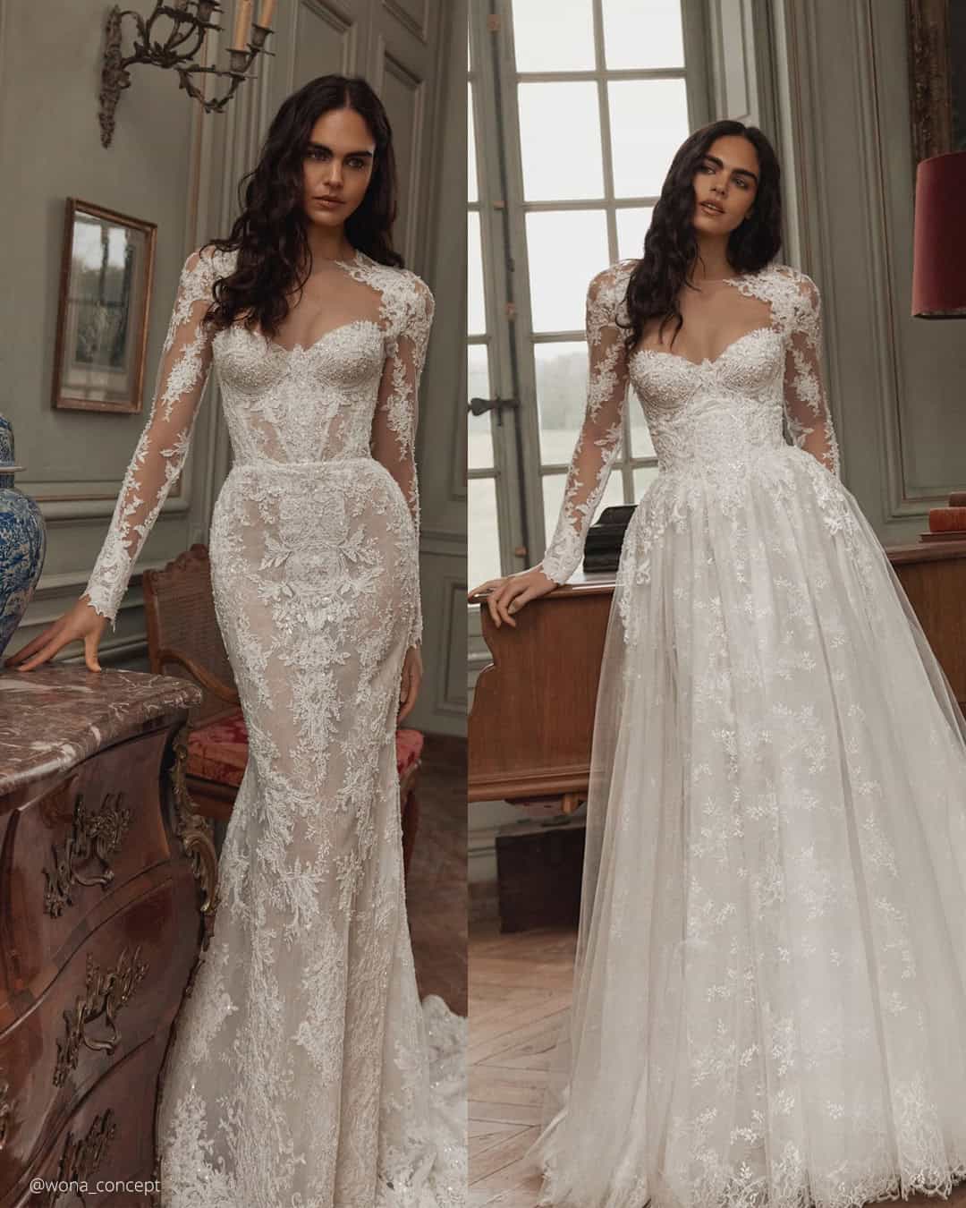2 In 1 Convertible Wedding Dresses With Overskirt