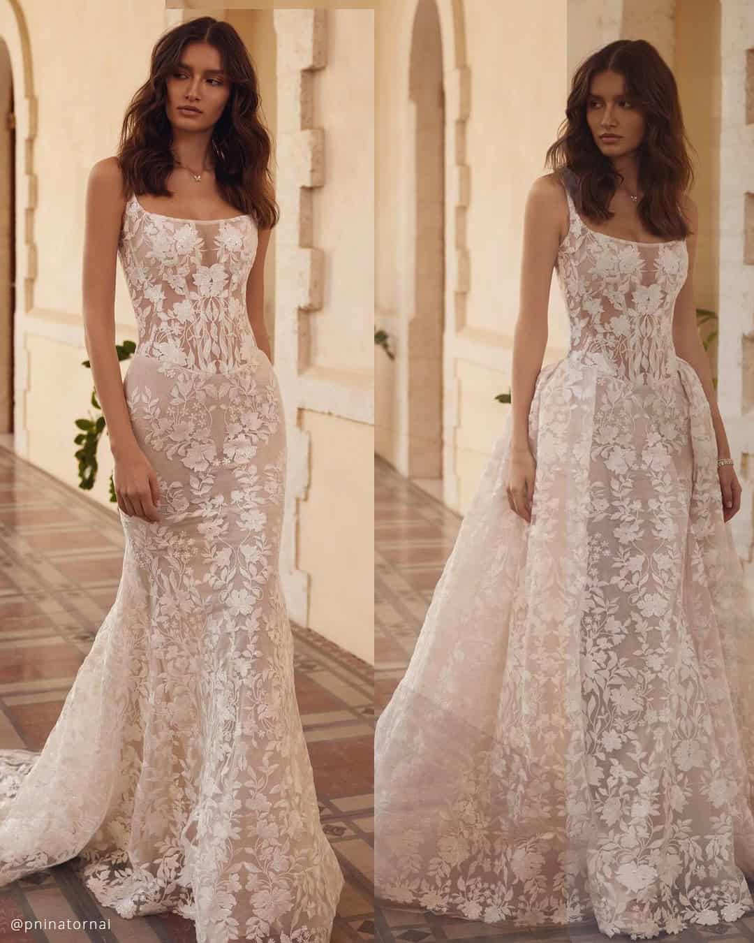 2 In 1 Convertible Wedding Dresses With Overskirt