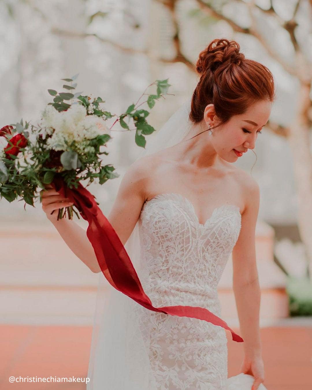 Medium Hair Asian Wedding Hairstyles