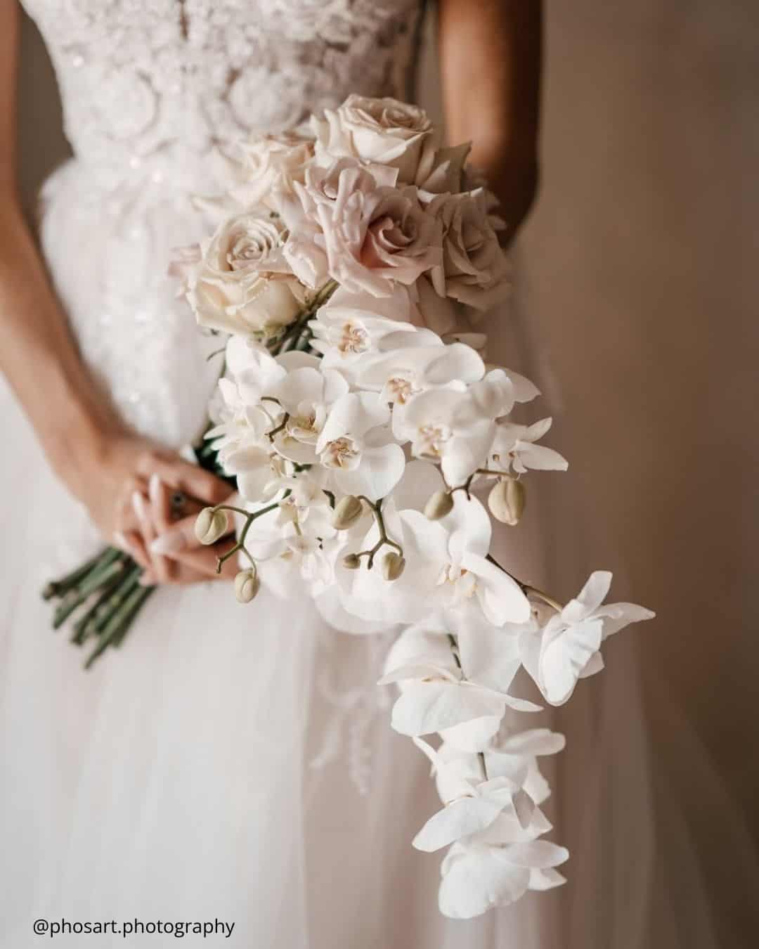 Wedding Cascade Bouquets with Orchids