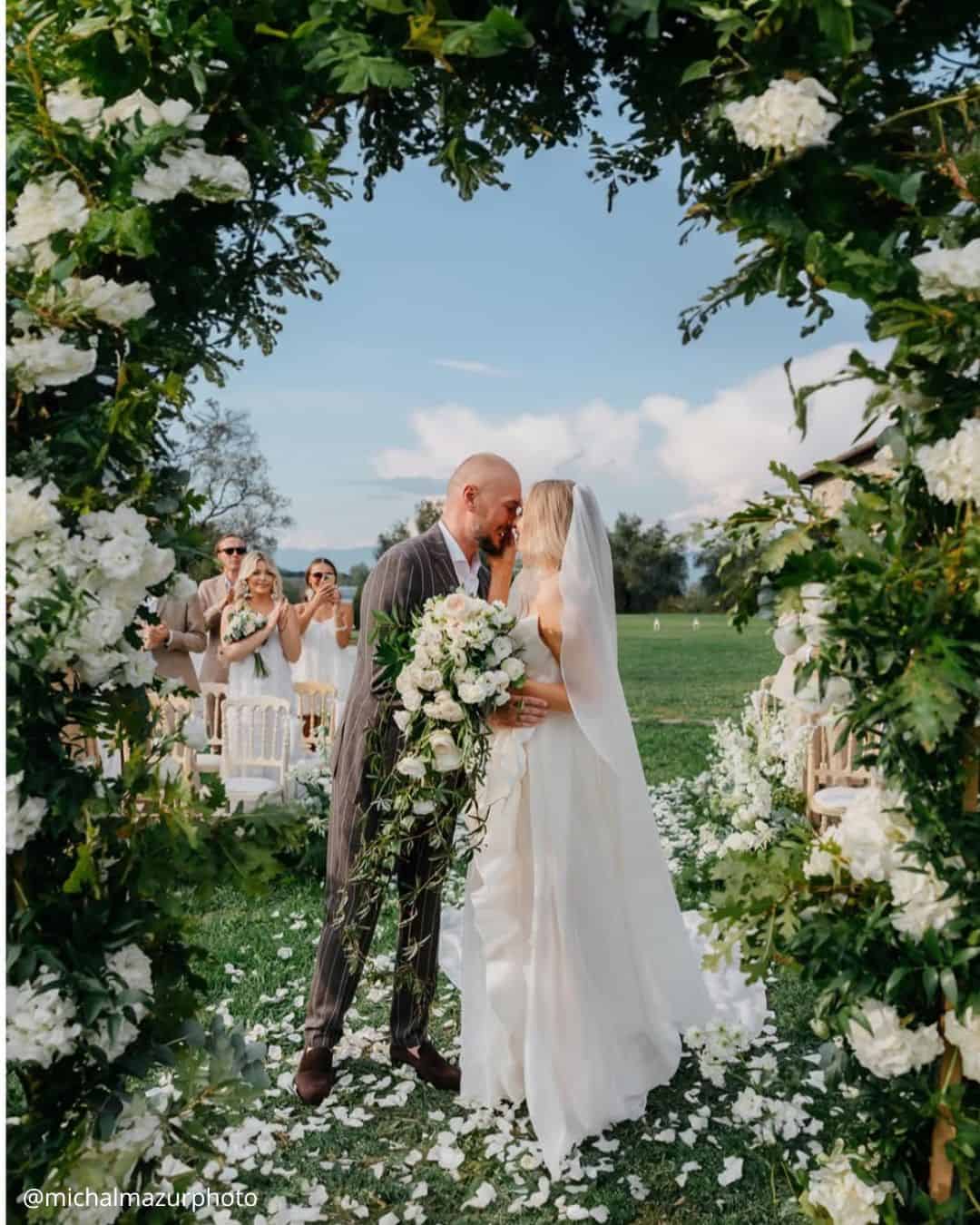 Cascading Wedding Flower Bouquets with Greenery