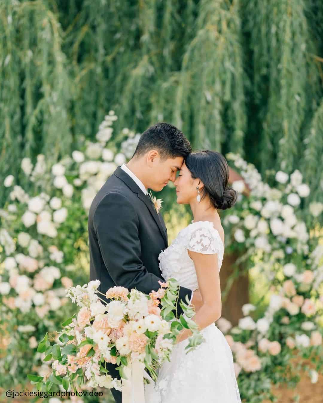 Cascading Wedding Flower Bouquets with Greenery