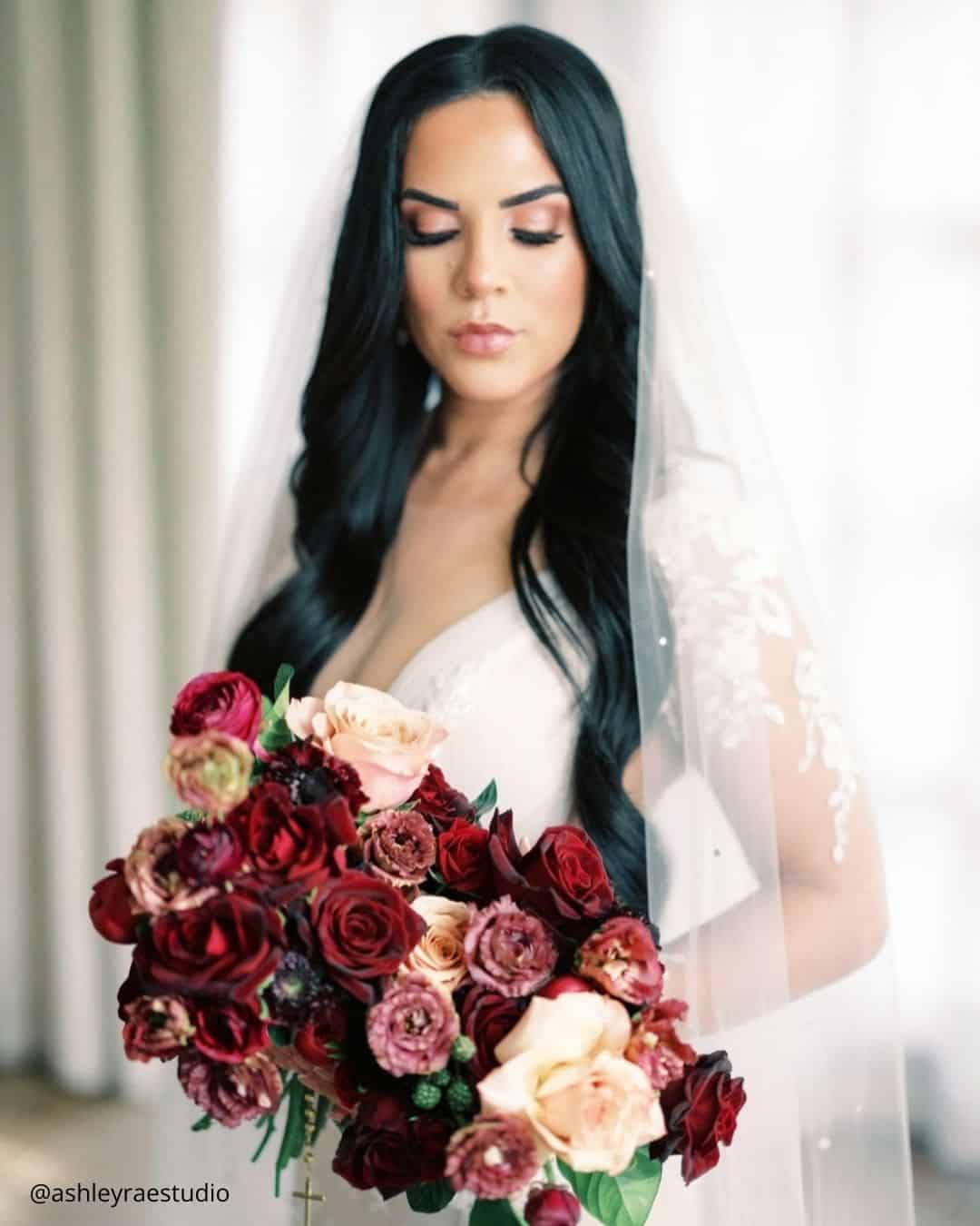 Cascading Pink And White Wedding Bouquets