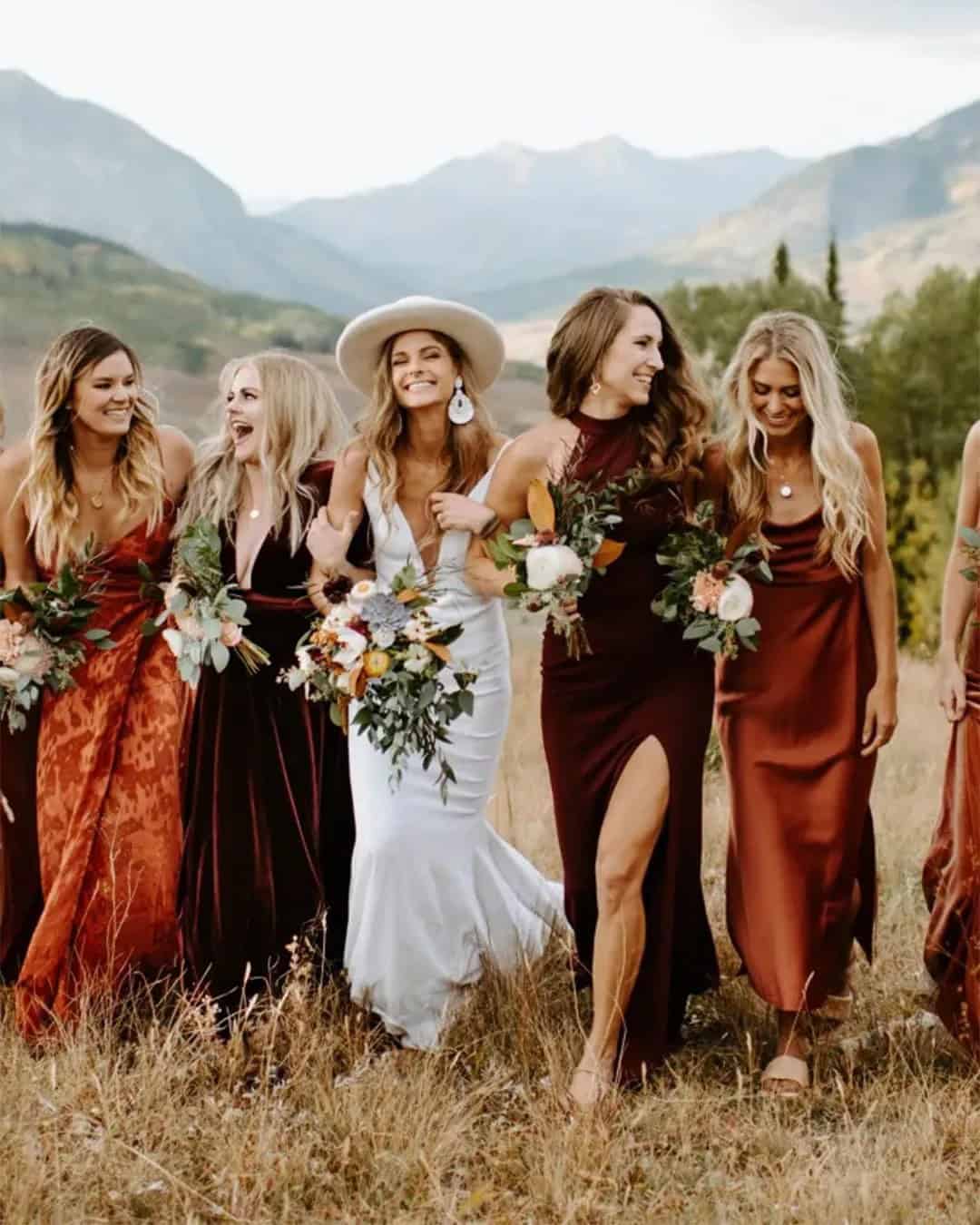 rust bridesmaid dress boho long rustic mismatched thumb