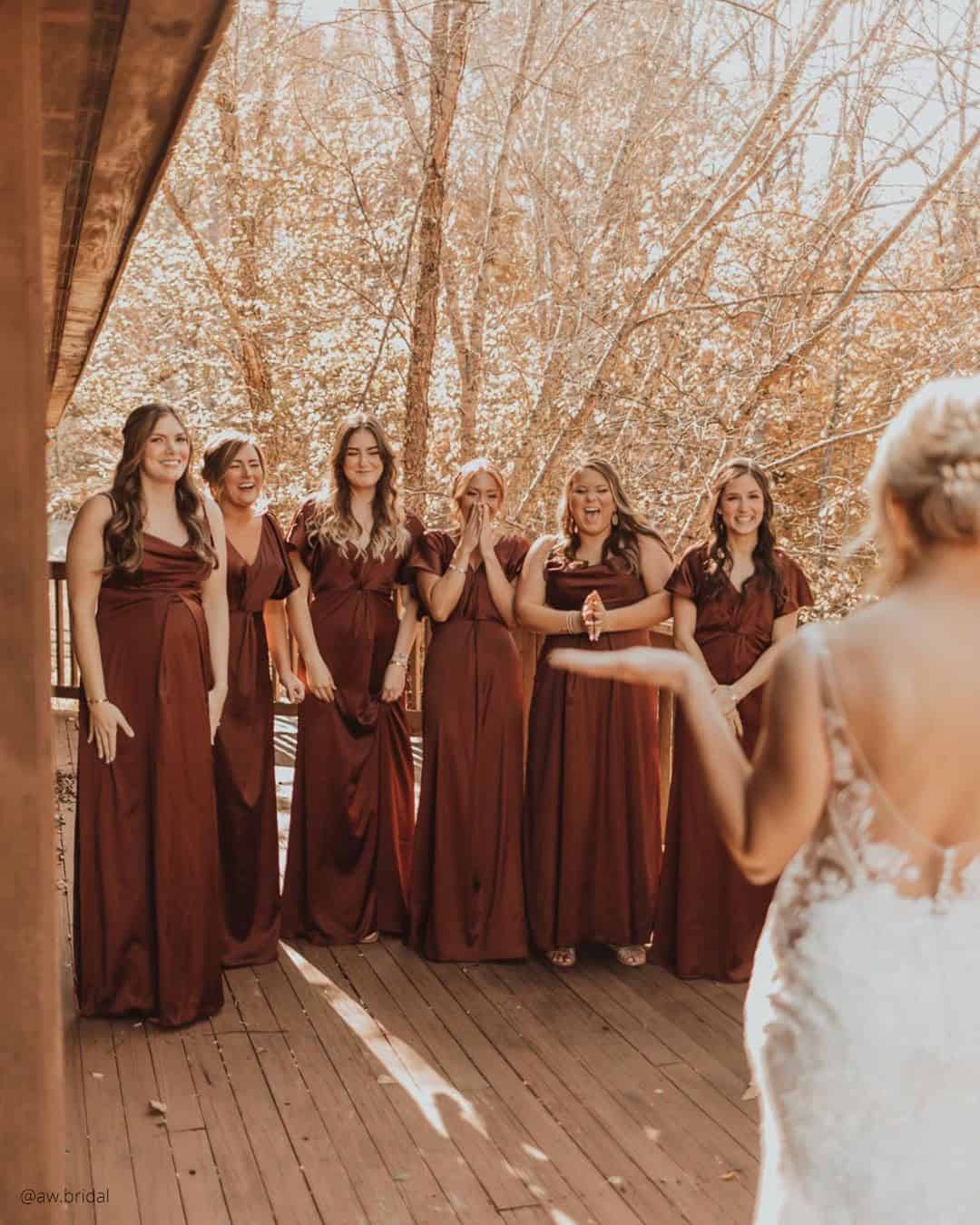 Velvet Rust Bridesmaid Dresses