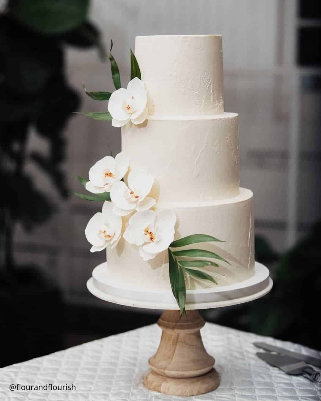 White Cakes With Flowers Decorations