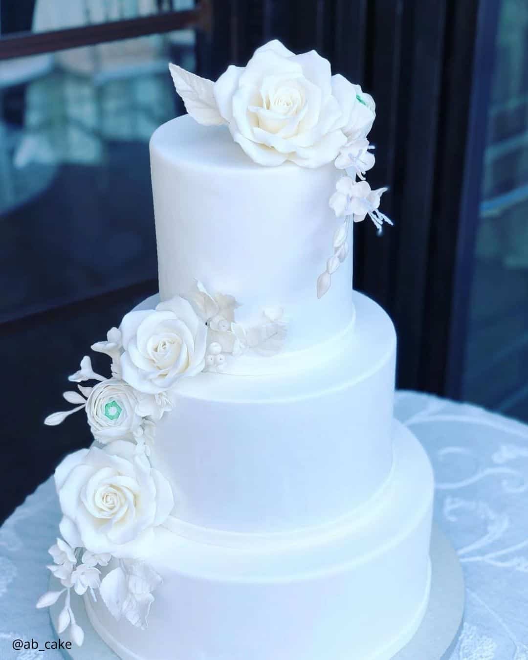 White Cakes With Flowers Decorations