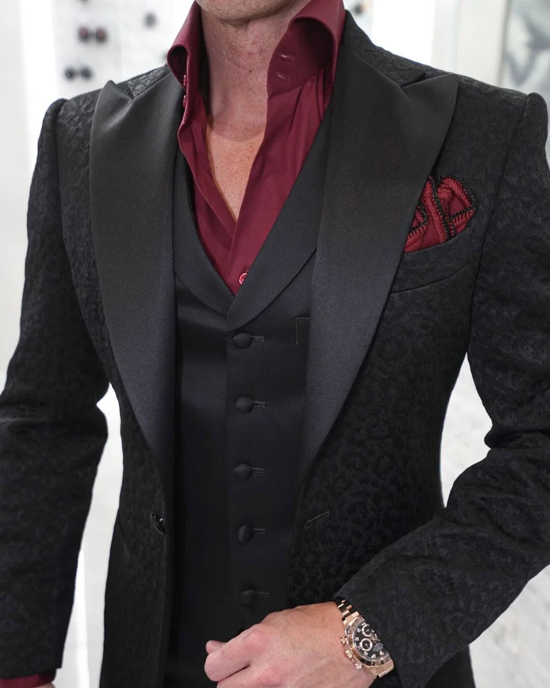 Black And Red Suit For Wedding