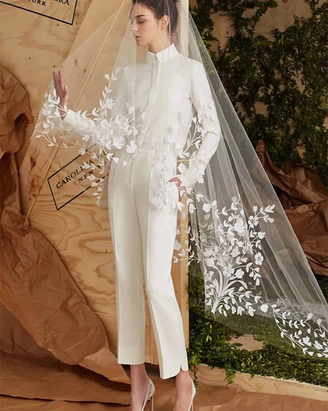 Simple Wedding Pantsuits For Bride