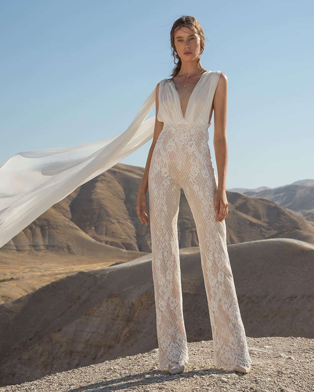 Wedding Pantsuit With A Cape
