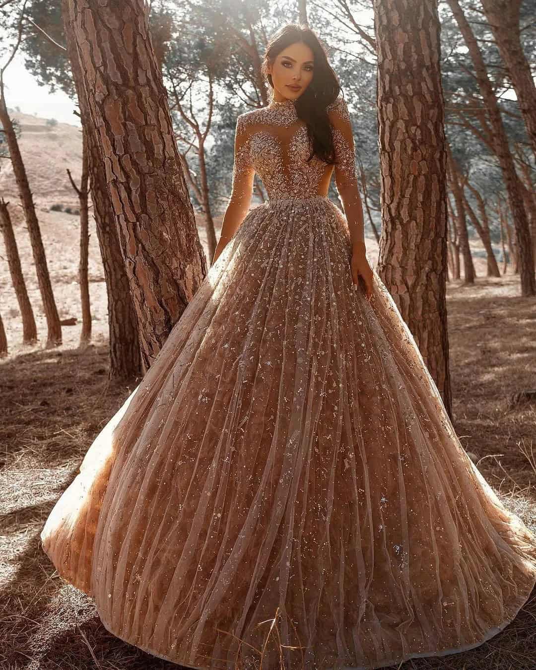 Sparkle Wedding Dresses Gold