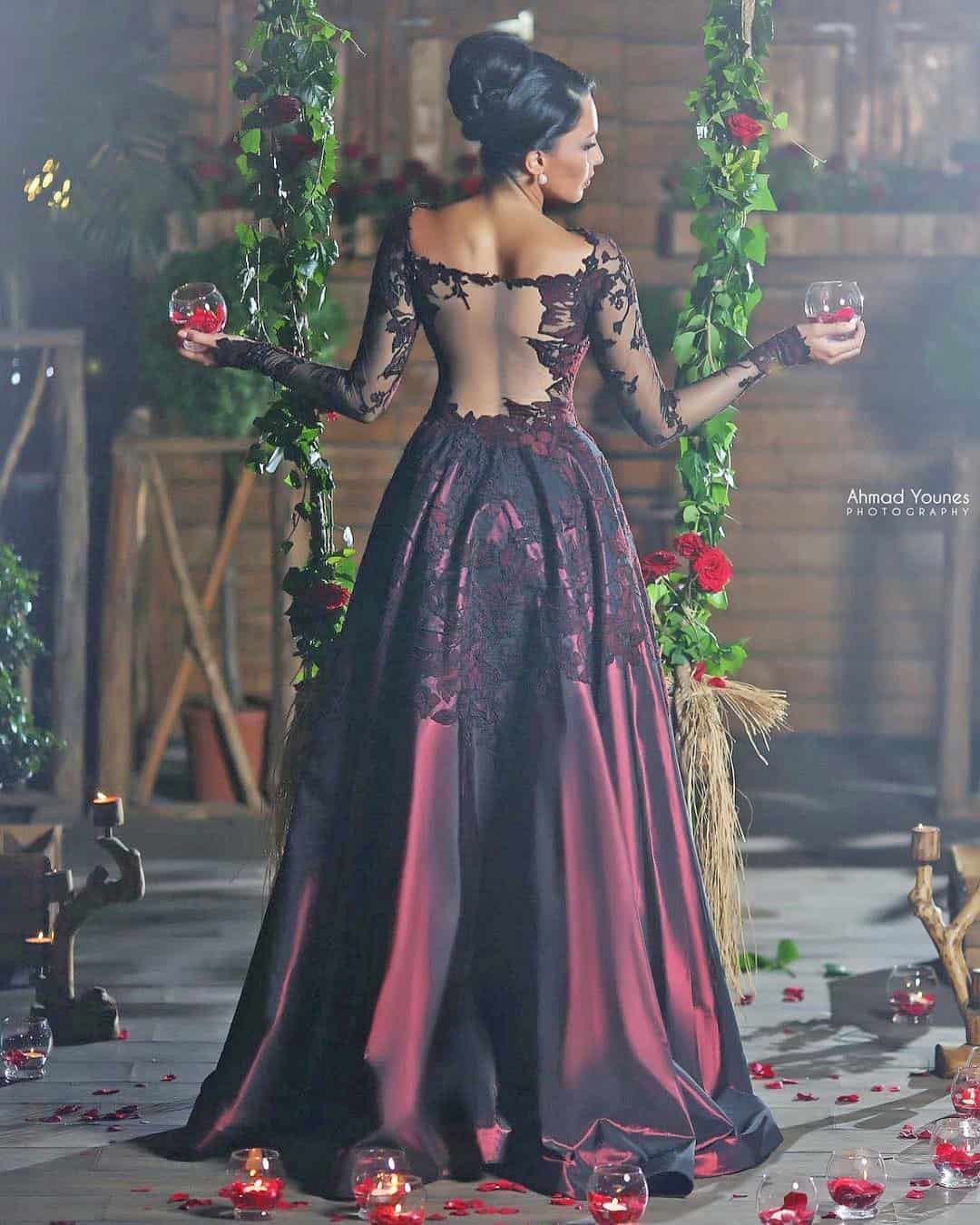 Black And Purple Wedding Dresses