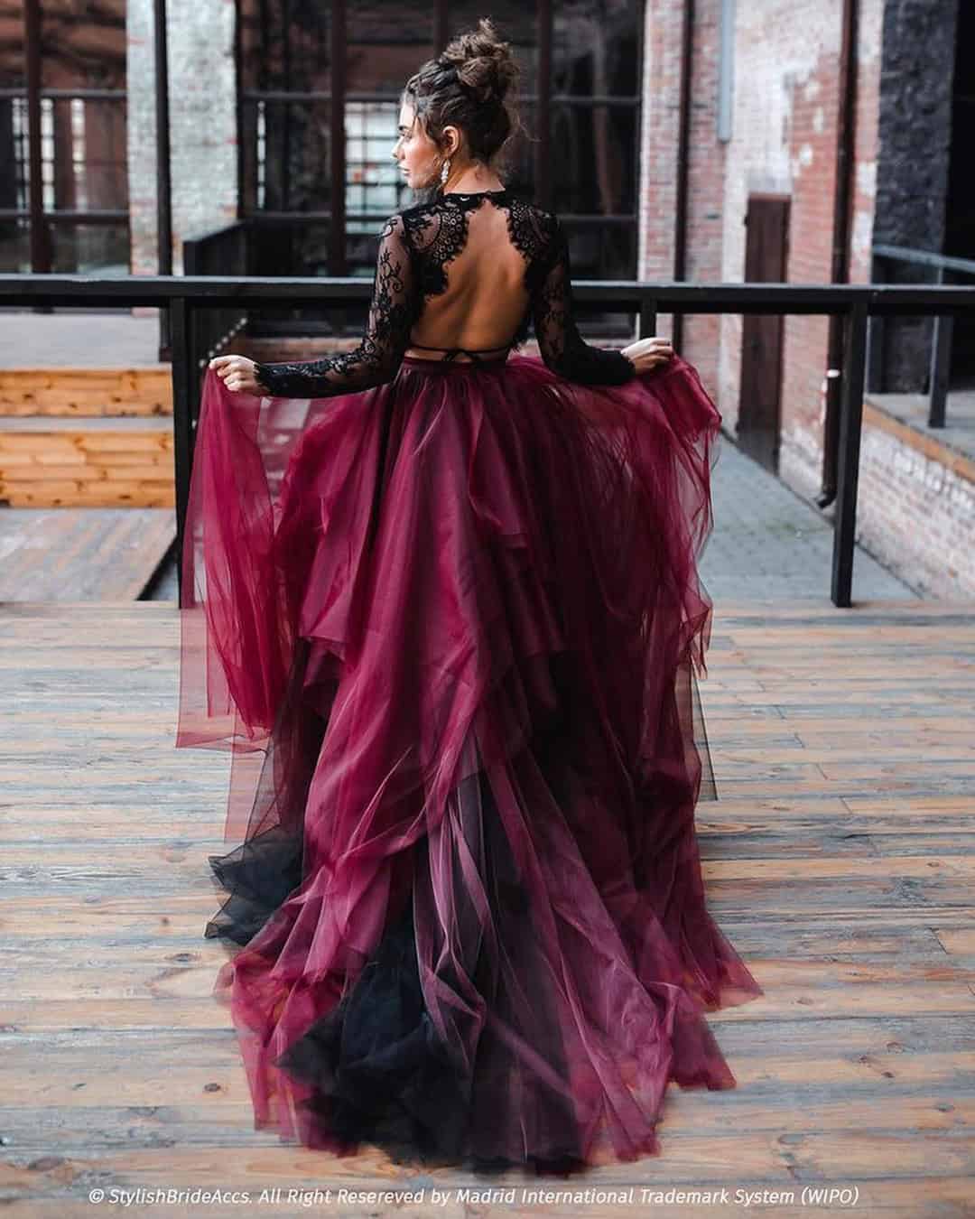 Black And Purple Wedding Dresses