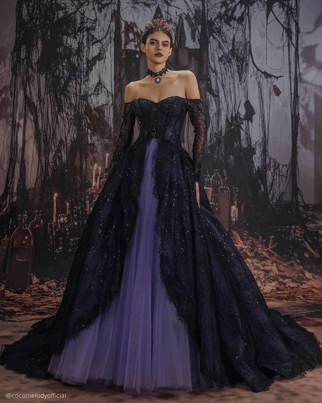 Black And Purple Wedding Dresses