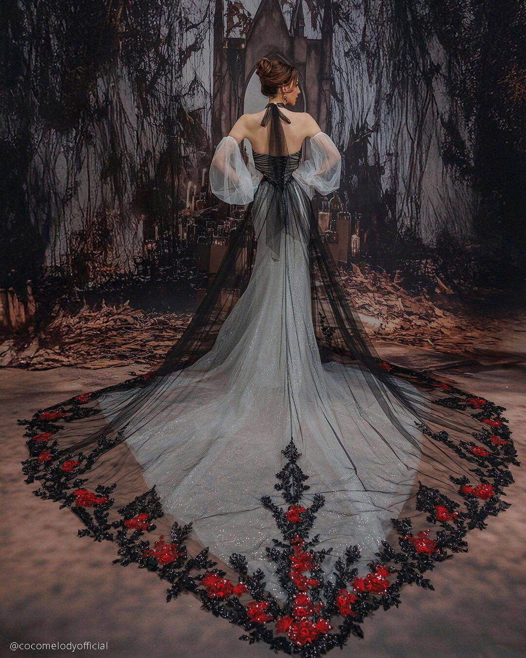 Long Sleeve Black Wedding Dresses