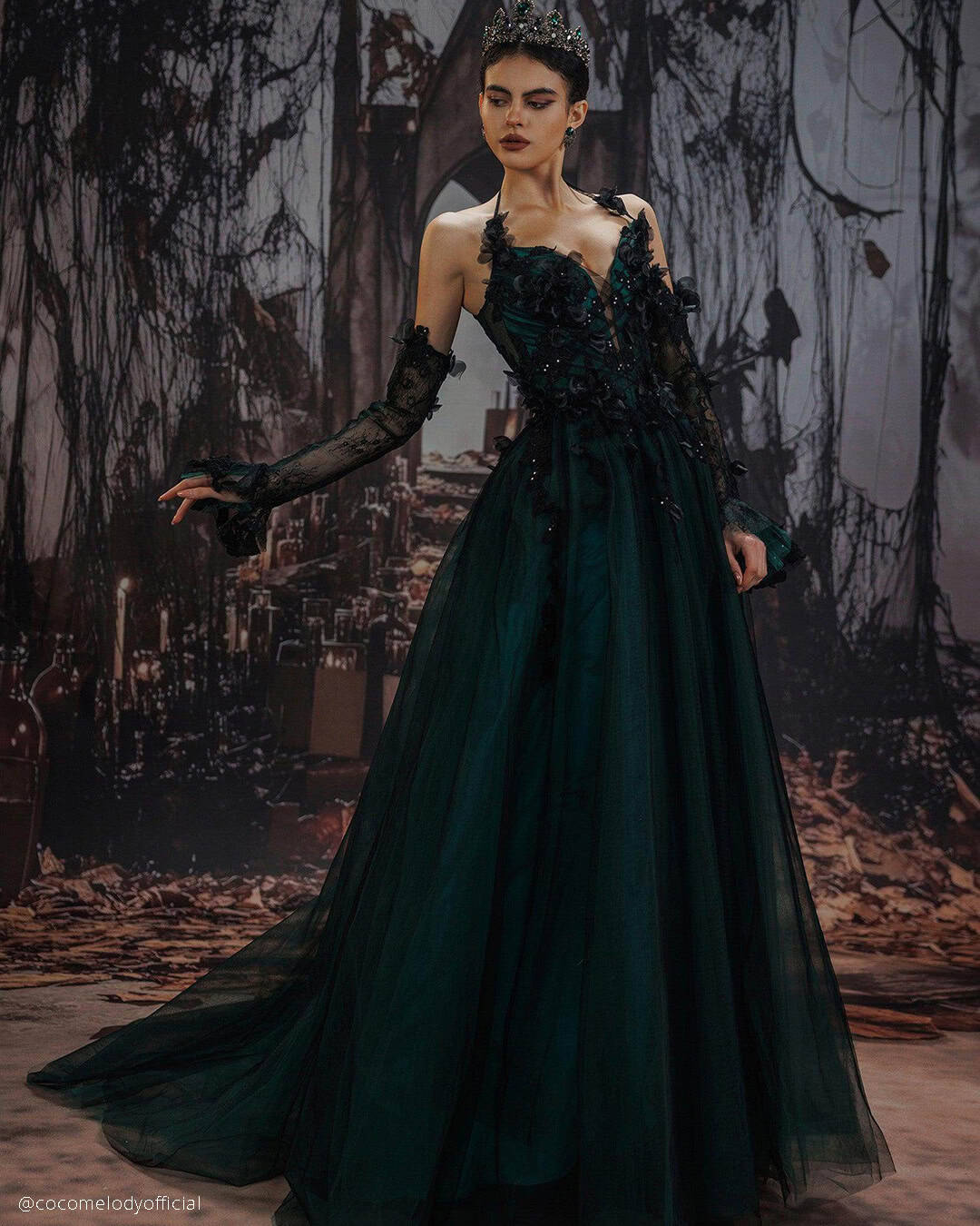 Gothic Black Lace Wedding Dresses