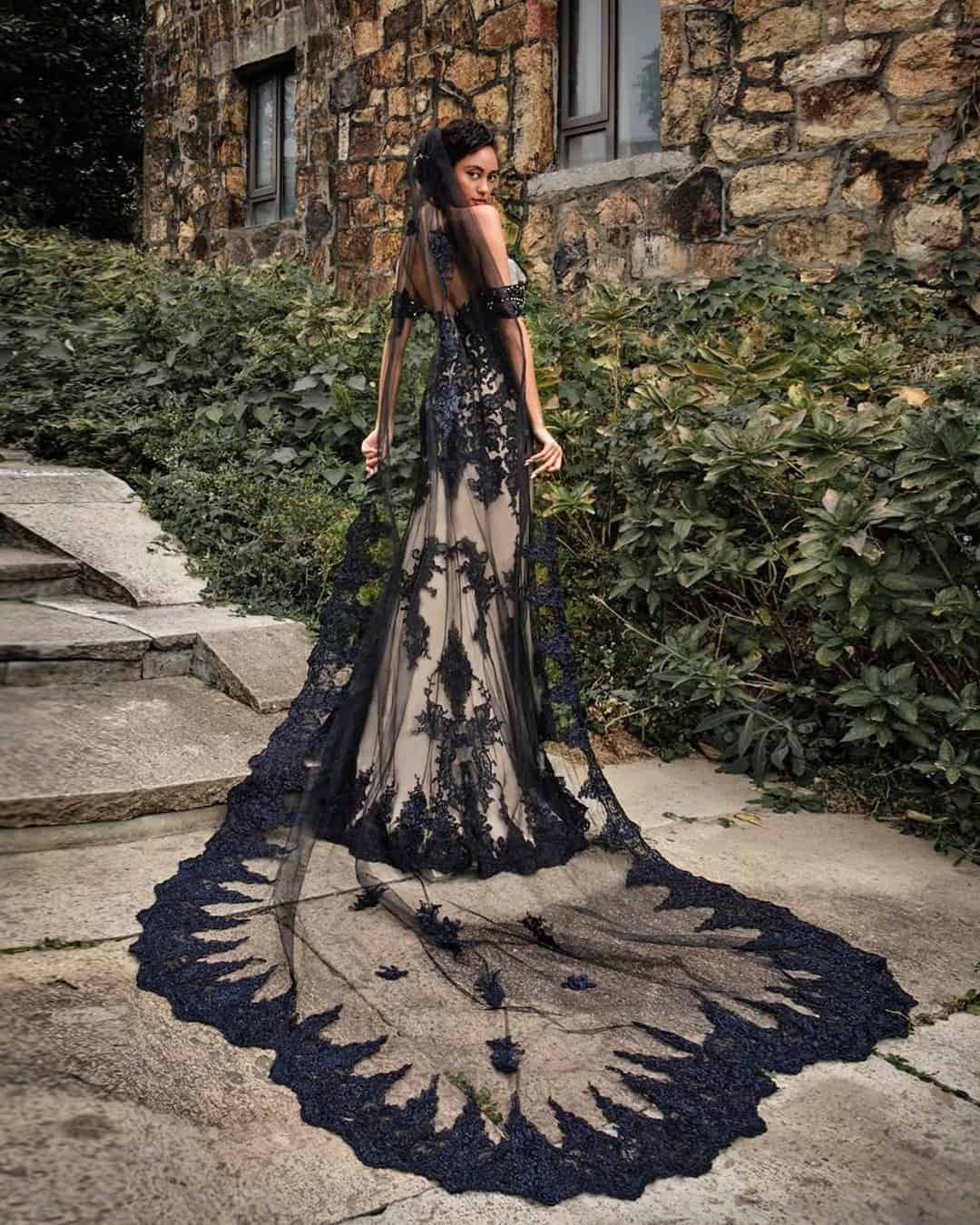 Gothic Mermaid Black Wedding Dresses