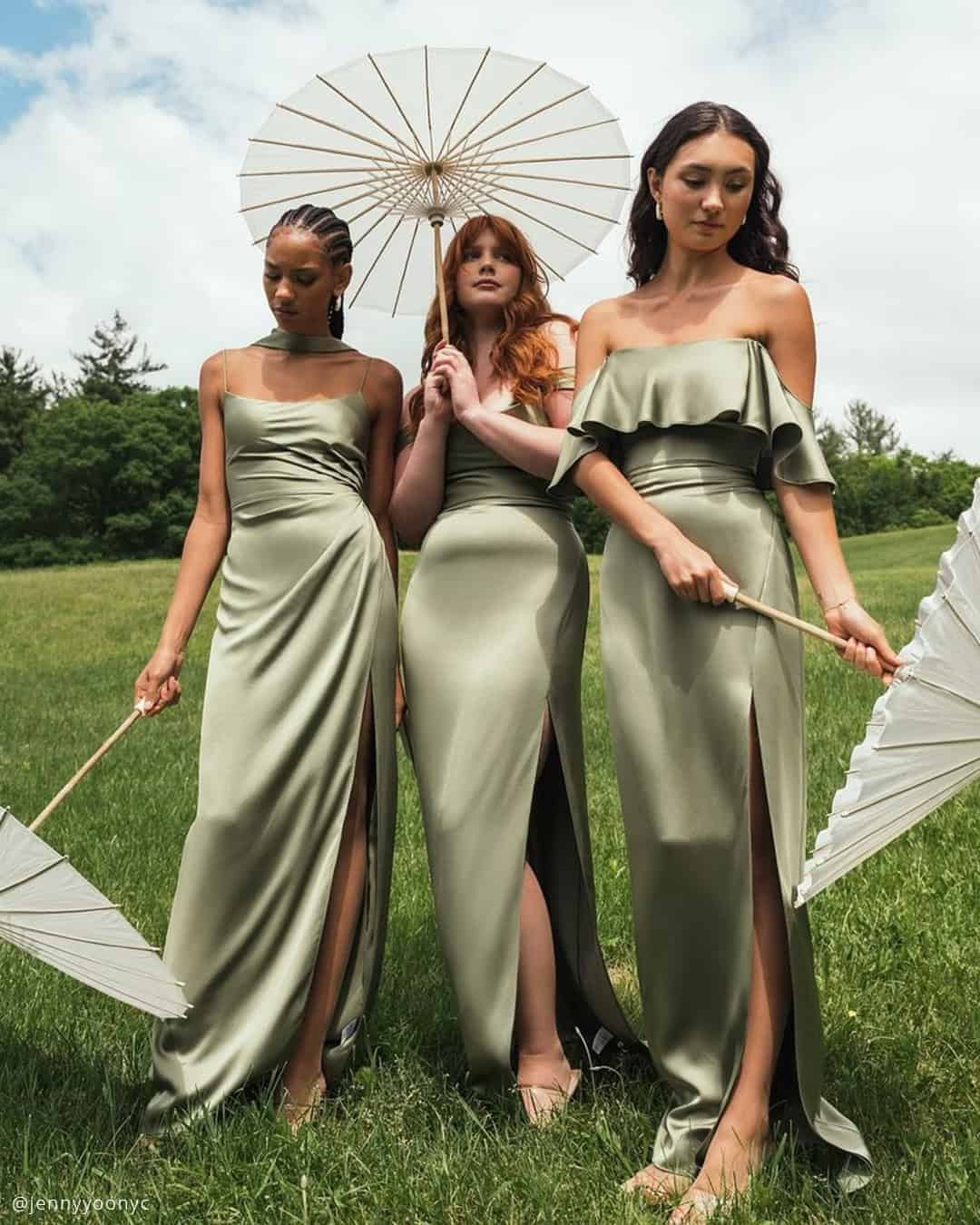 What kind of wedding is best for satin sage green bridesmaid dresses?