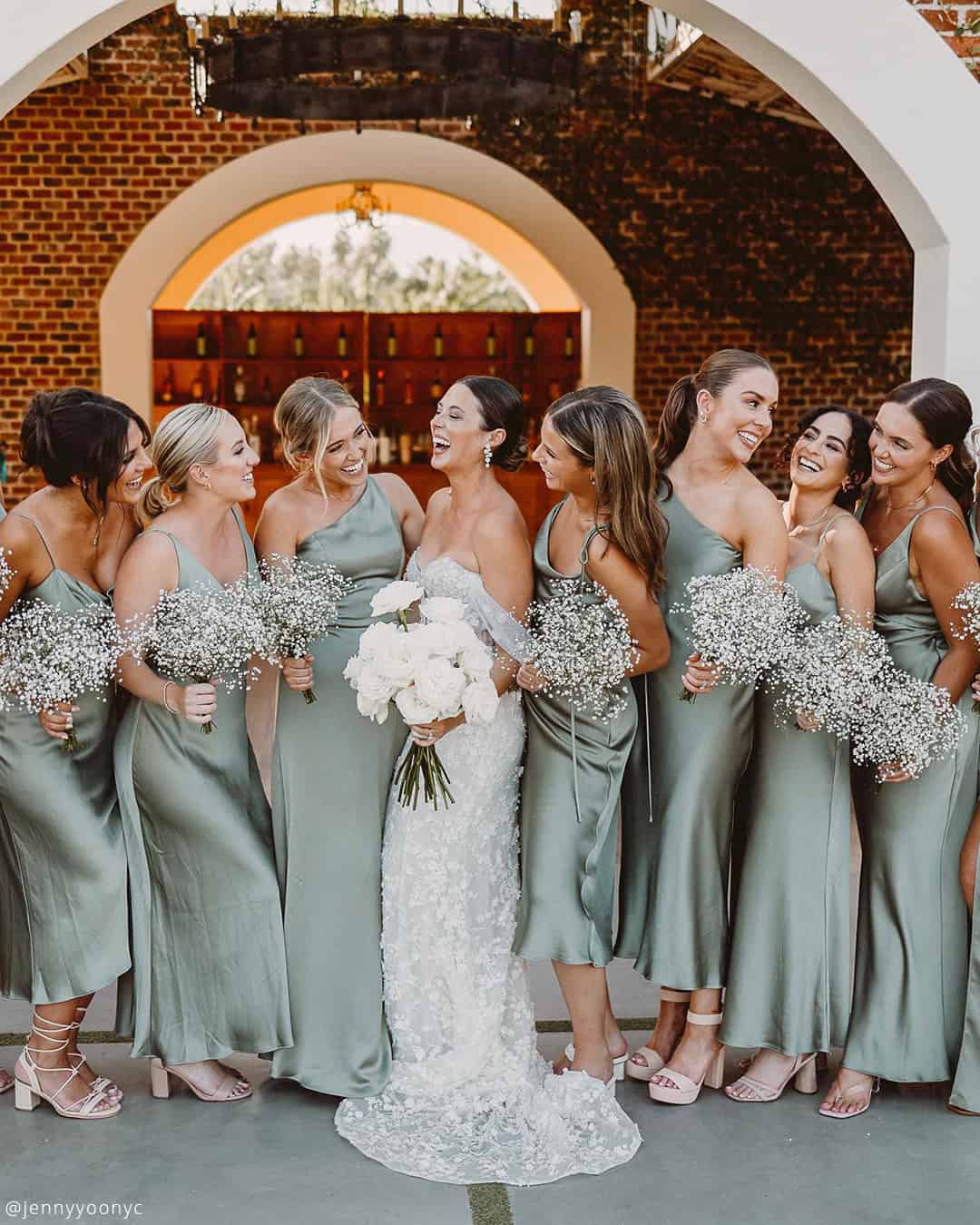 What kind of wedding is best for satin sage green bridesmaid dresses?