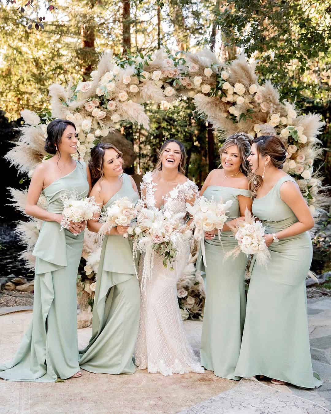 Long Mint Bridesmaids Dresses