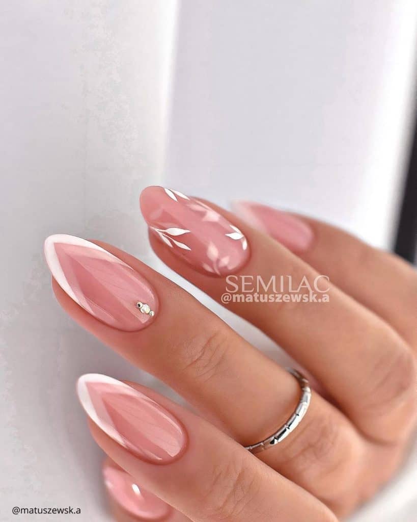 Light Pink and White Nails