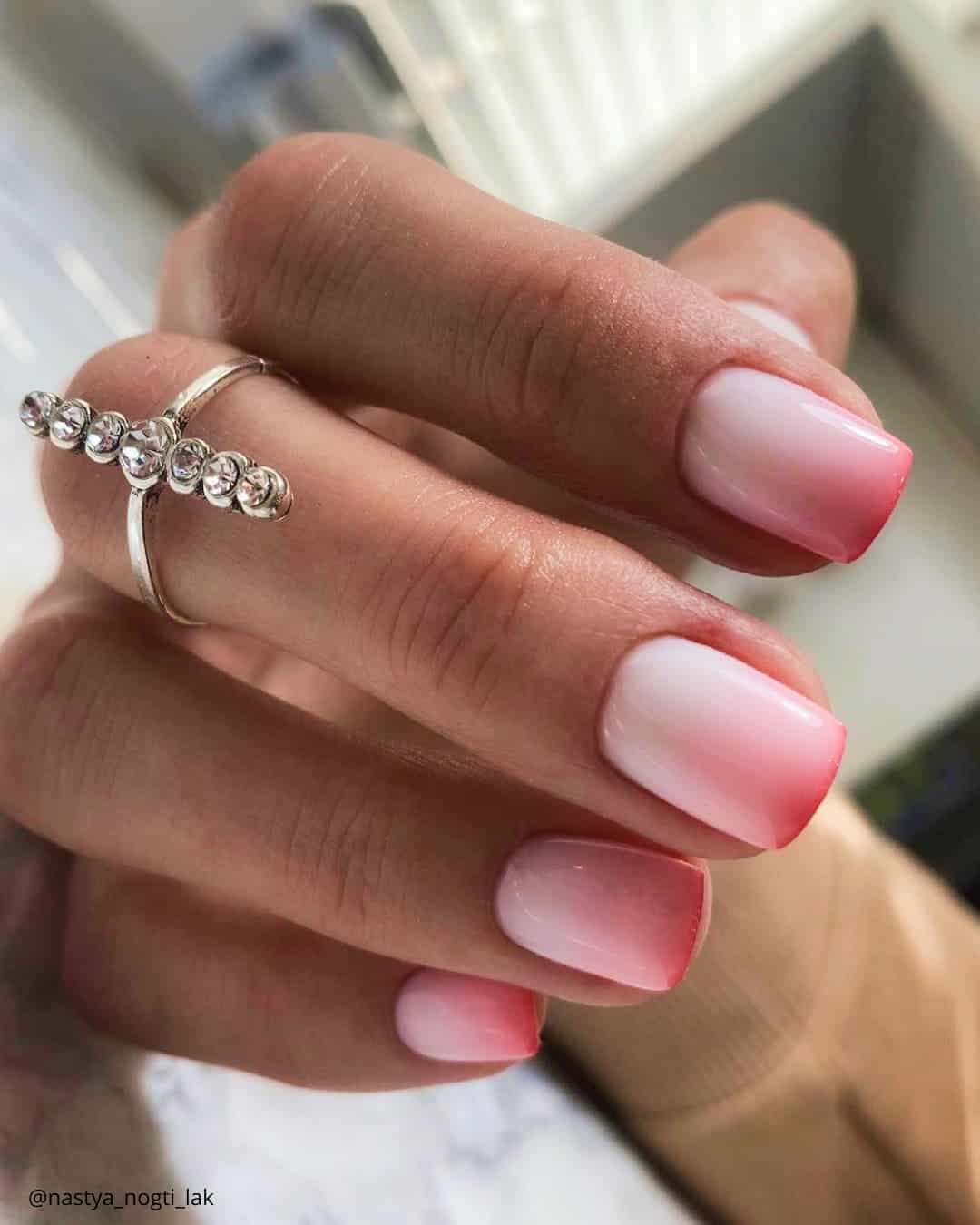 Pink And White Nails With Glitter
