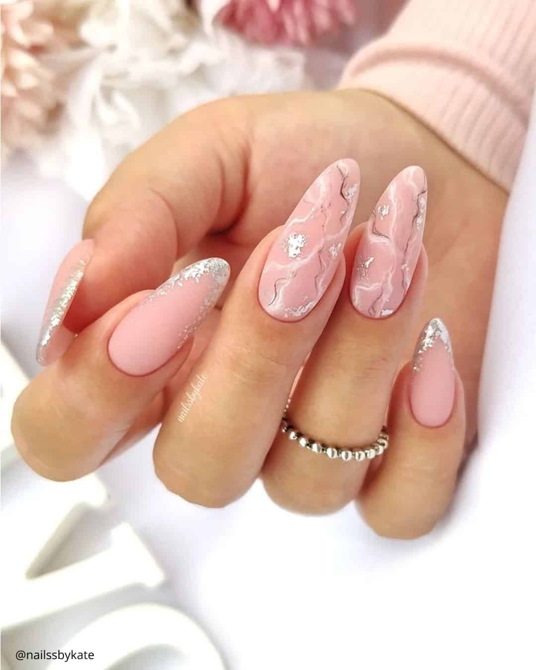 Cute Pink and White Nails