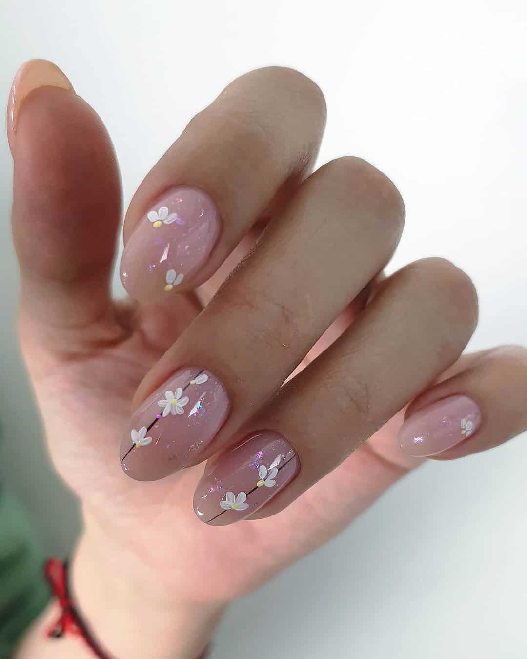 Pink And White Nails Short