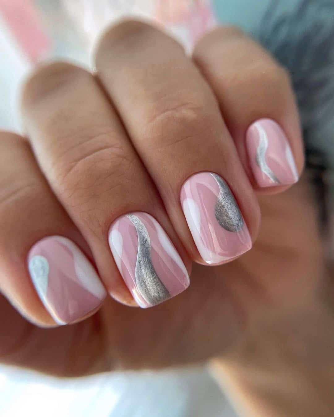 Pink And White Almond Nails