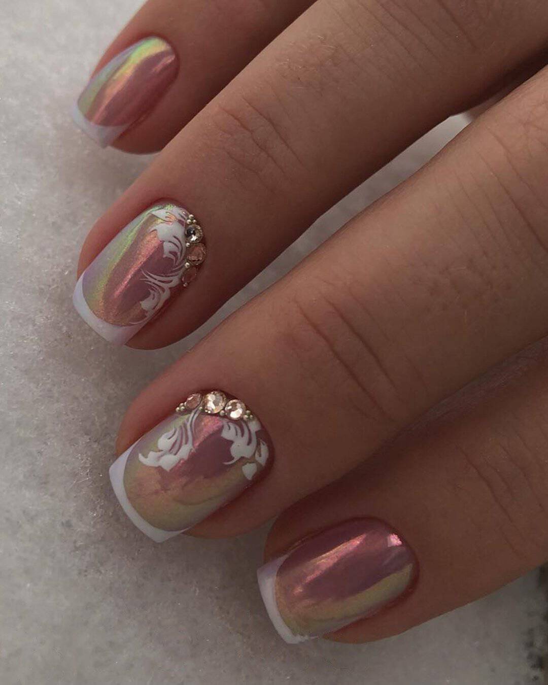 Pink And White Almond Nails