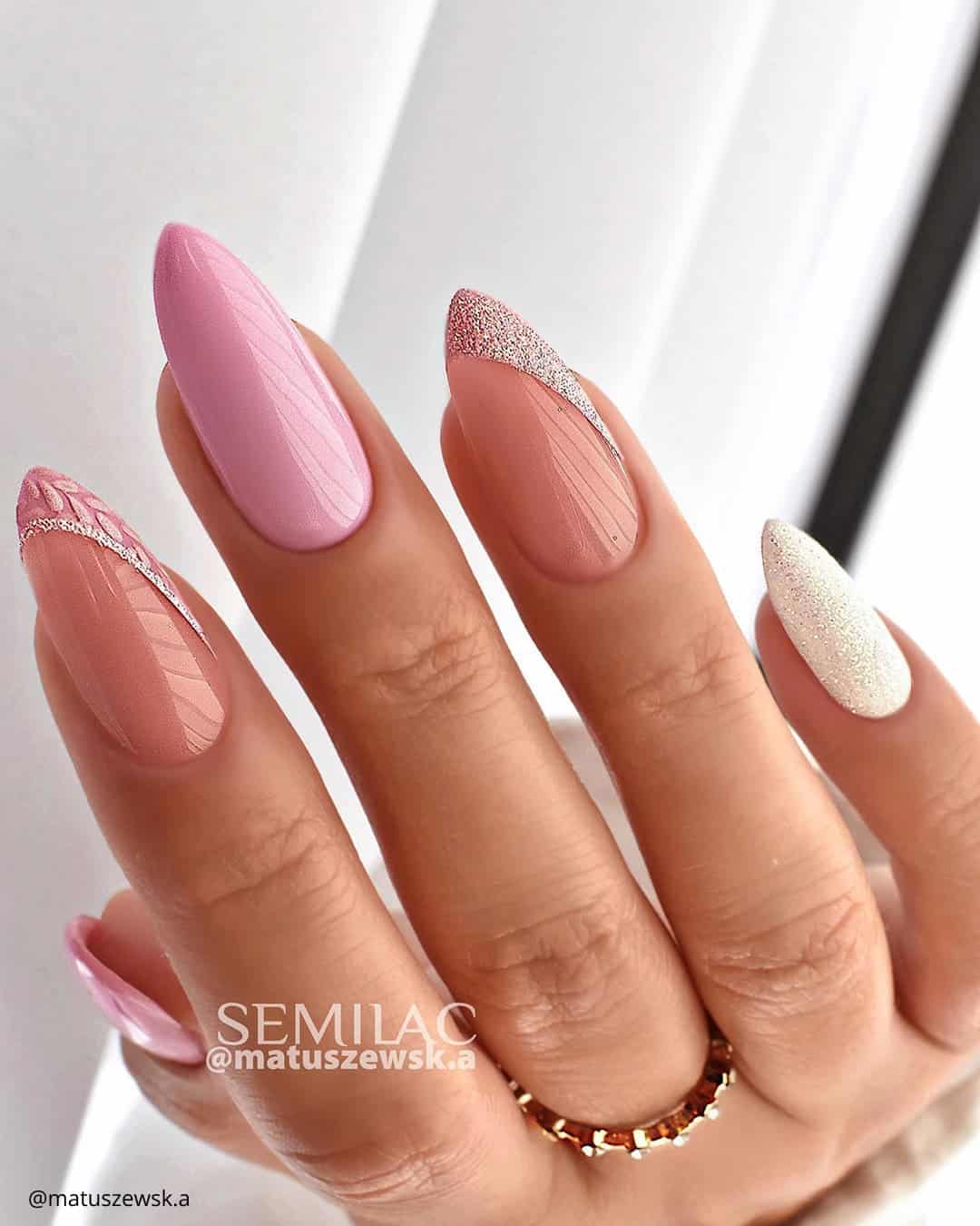 Acrylic Pink And White Nails