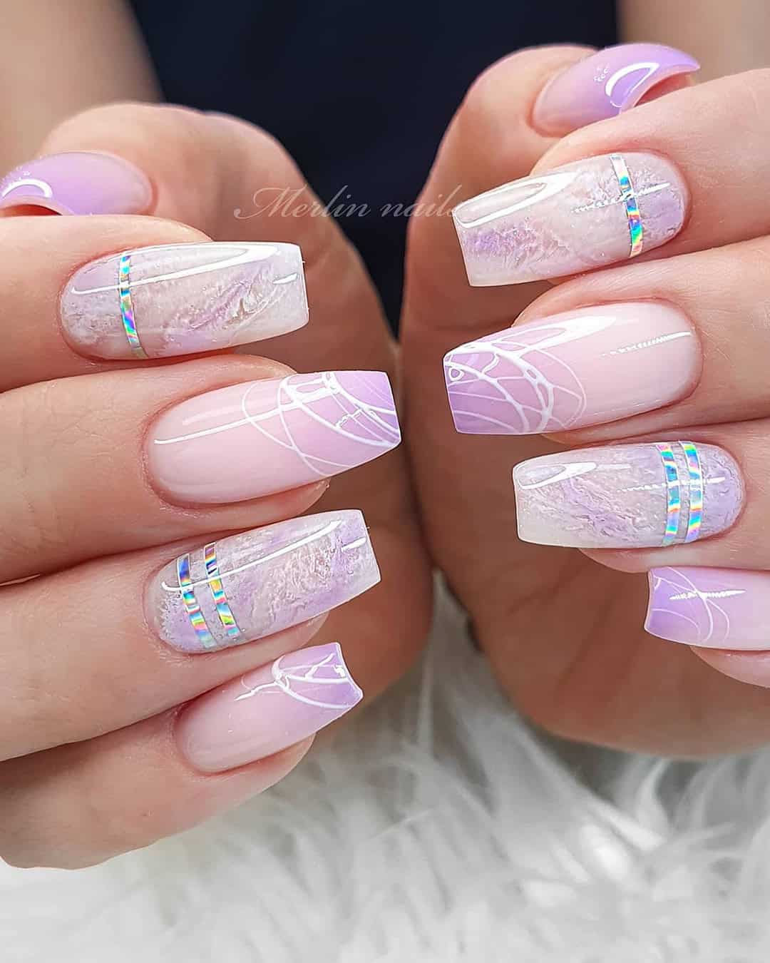 Acrylic Pink And White Nails