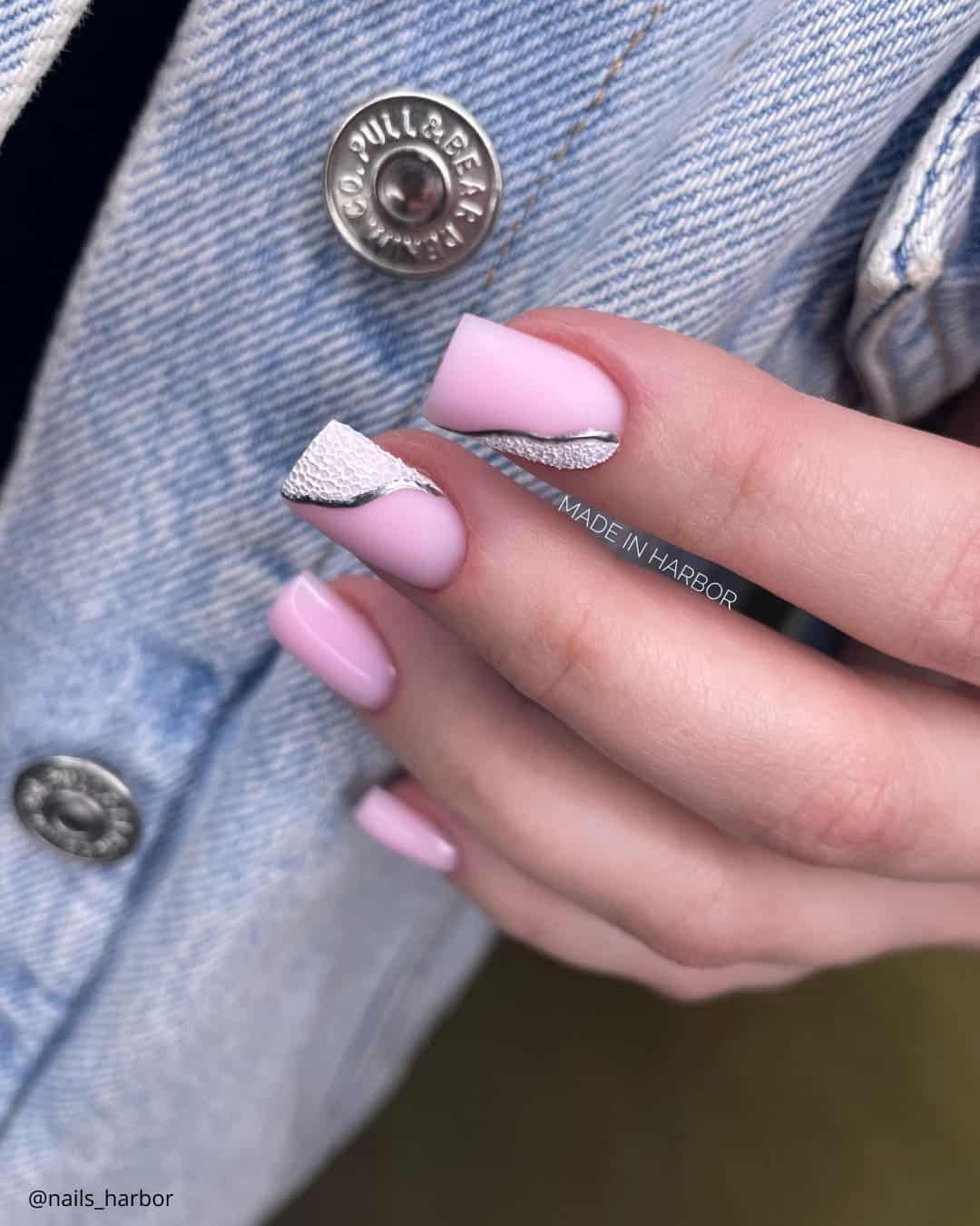 Solar Pink And White Nails