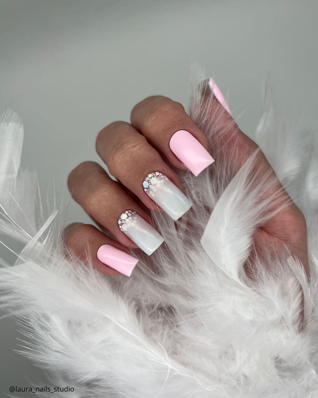 Pink And White Dip Nails