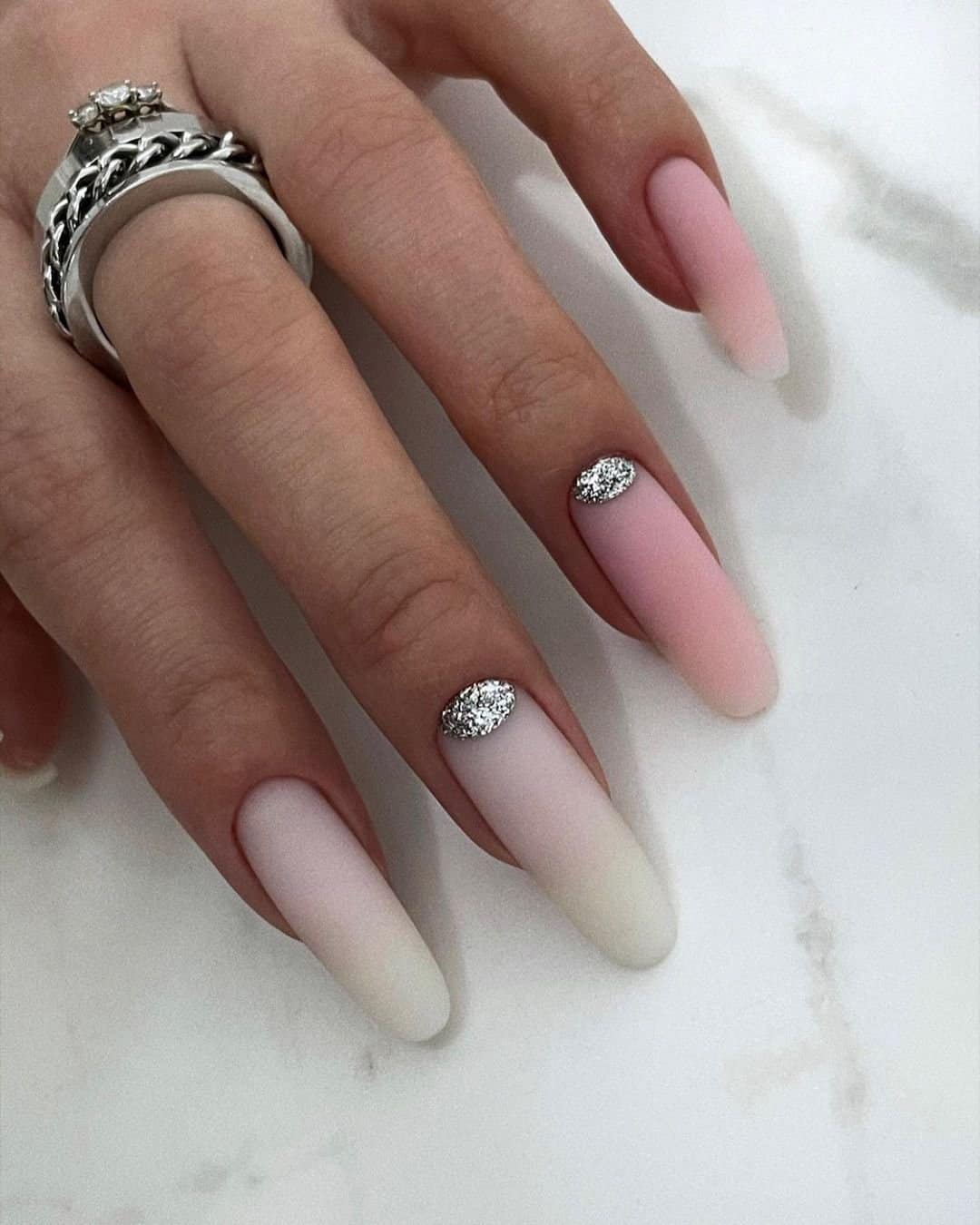 Pink And White Dip Nails