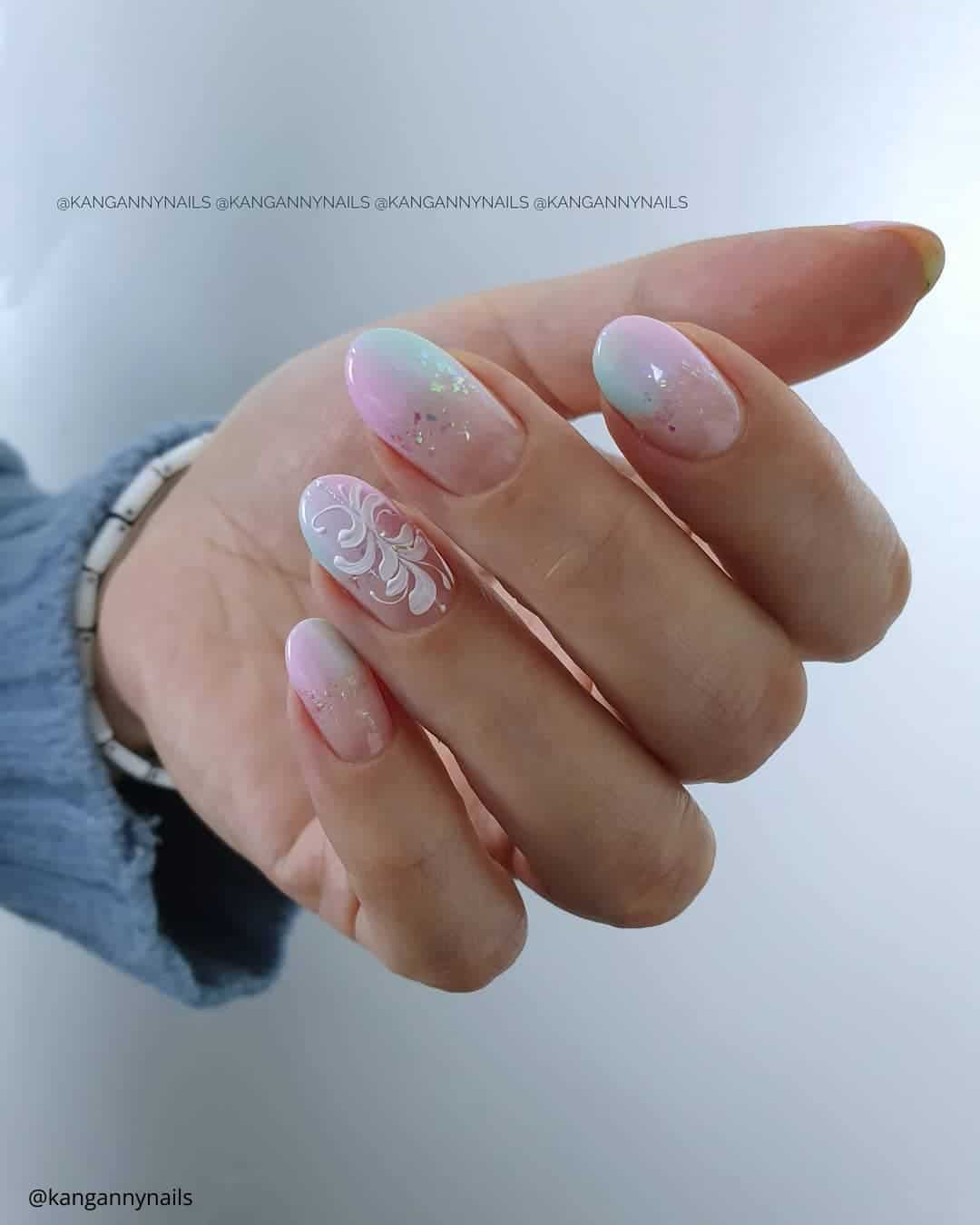 White and Pink Toe Nails