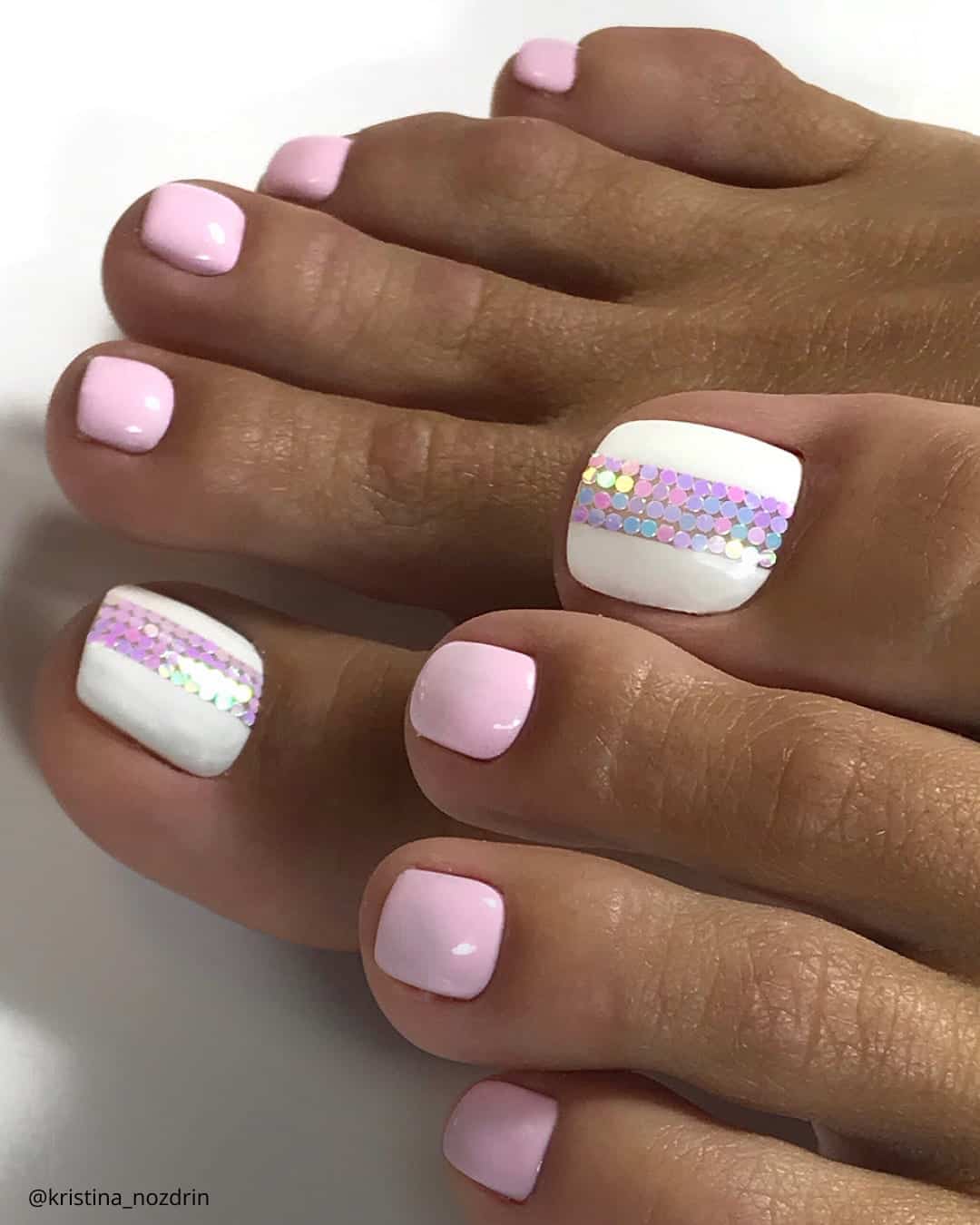 White and Pink Toe Nails