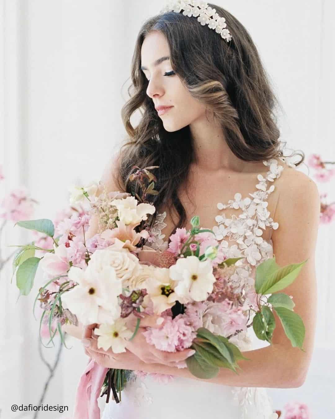 Cascading Pink Bridal Bouquets