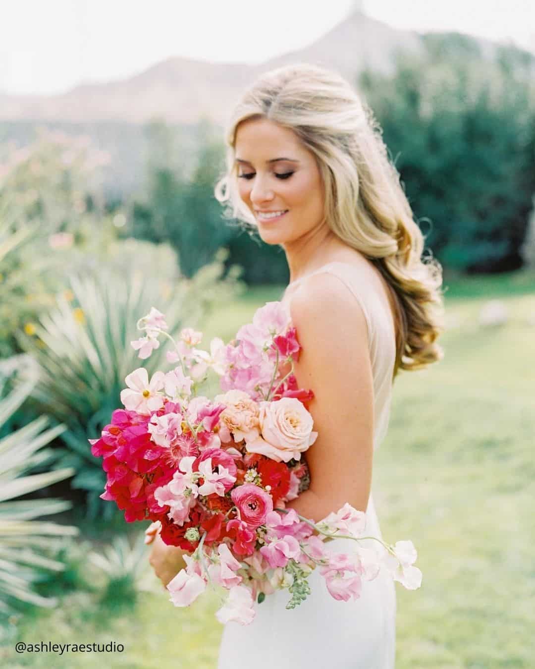 Cascading Pink Bridal Bouquets