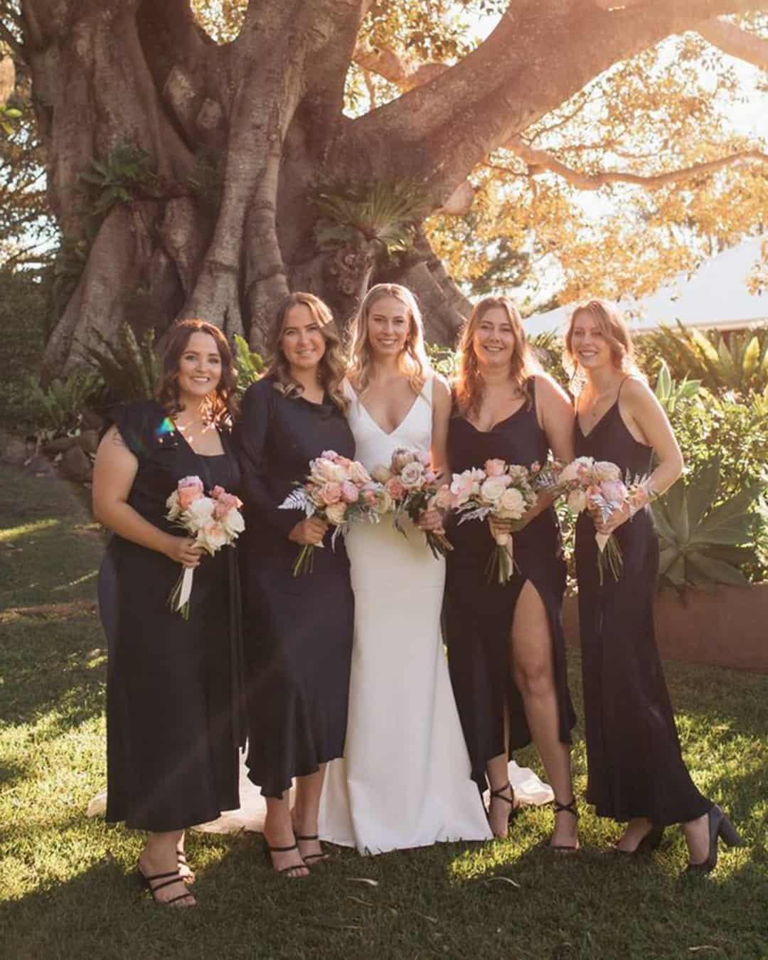 Black Silk Bridesmaid Dresses