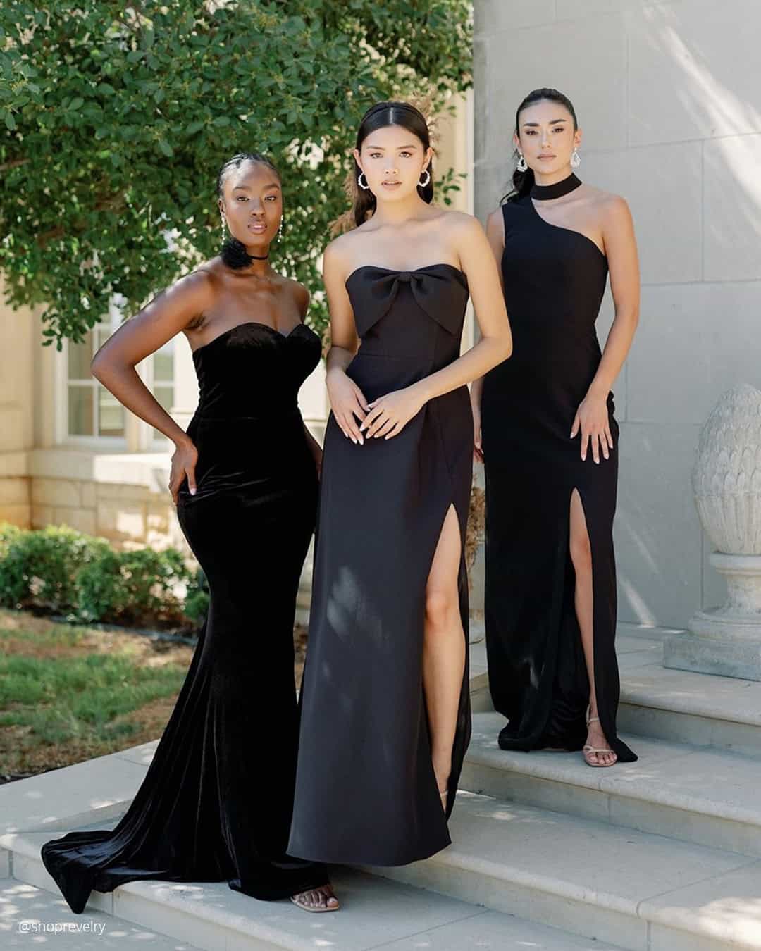 Black Chiffon Bridesmaid Dresses