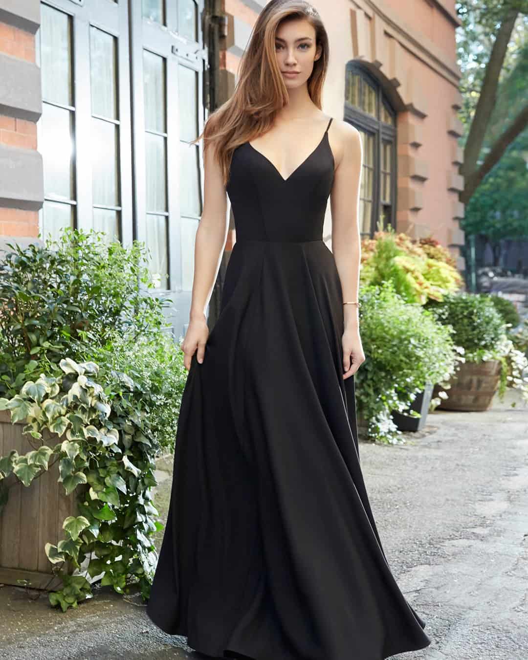 Velvet Bridesmaids Black Dresses