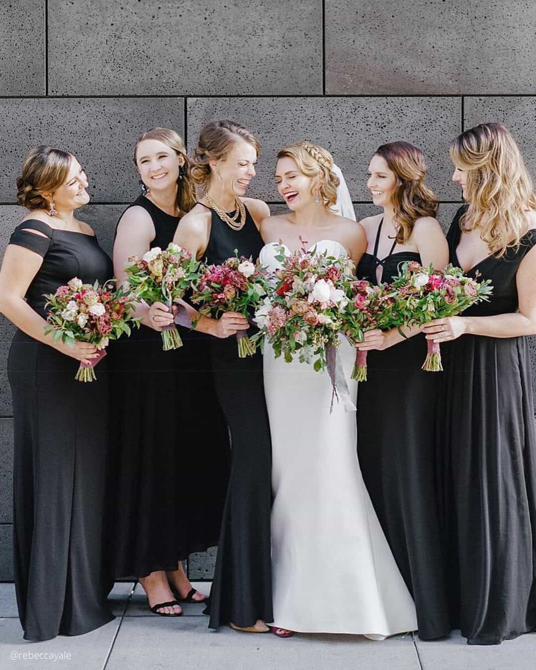 Velvet Bridesmaids Black Dresses